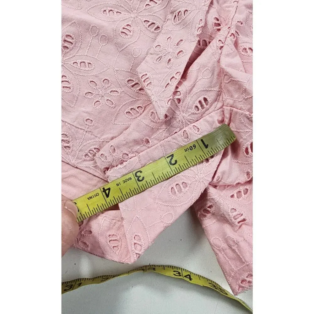 Crown & Ivy sz 14 light pink eyelet shorts tie waist preppy summer belted girly